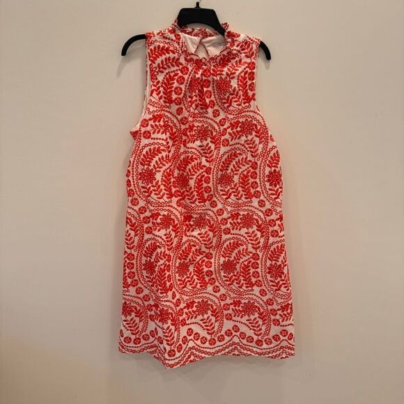 JULIA JORDAN Ivory/red Sleeveless Embroidered Eyelet Mini Dress - Picture 3 of 6